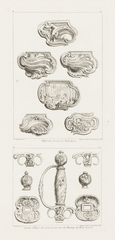 Different Designs for Snuff Boxes, Second Plate by Juste Aurèle Meissonnier